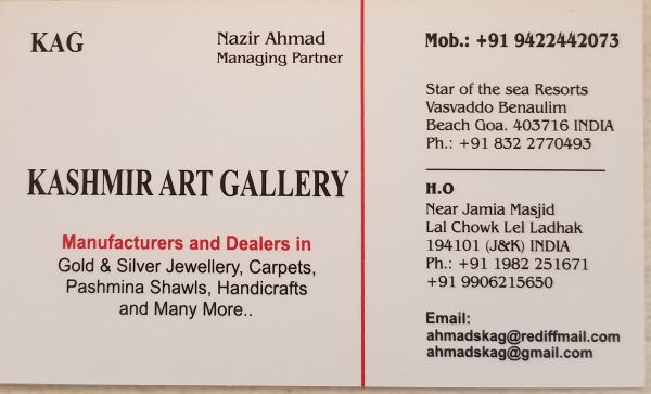 Kashmir owner Nazir - good jewelry fair price