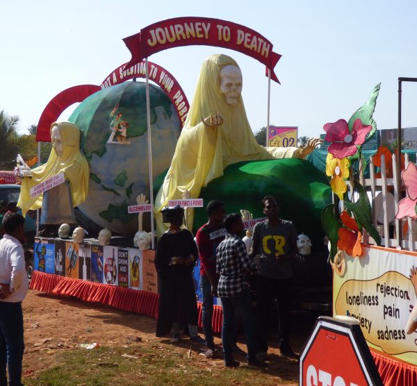 This is a float from the Goa Police Department - they are obviously very anti-alcohol